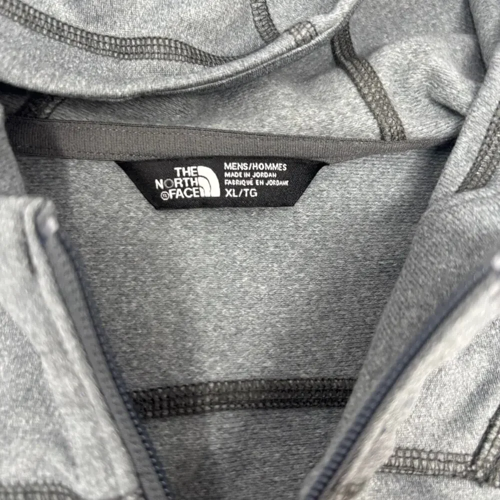 The North Face Mens XL Gray Orange Full Zip Hooded Long Sleeve Sweater Jacket